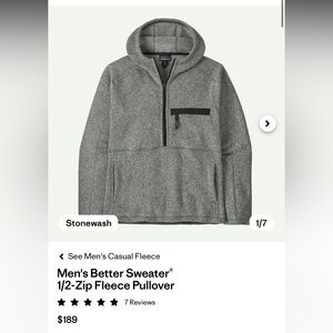Patagonia Better Sweater 1/2-Zip Fleece Pullover, men’s stonewash, S